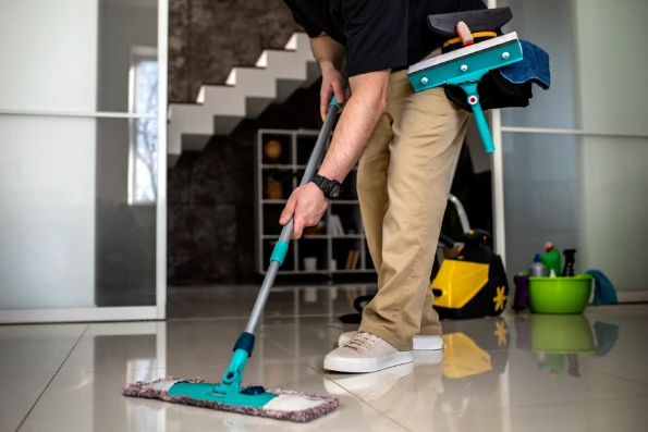 Deep vacuum cleaning of a living room carpet